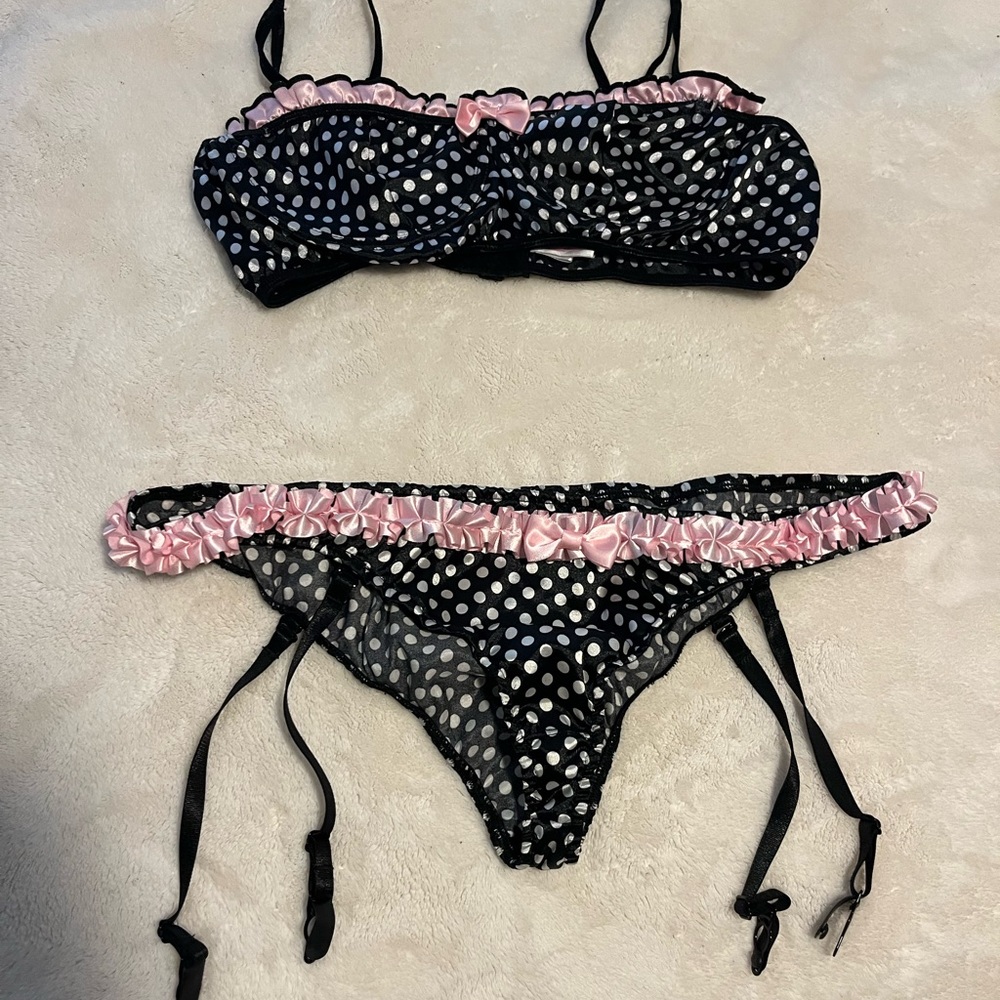 Polka Dot Intimate Set with Pink Accents